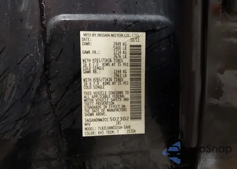 2012 Nissan Xterra Pro-4X z USA, uszkodzony, nr VIN 5N1AN0NW2CC502302